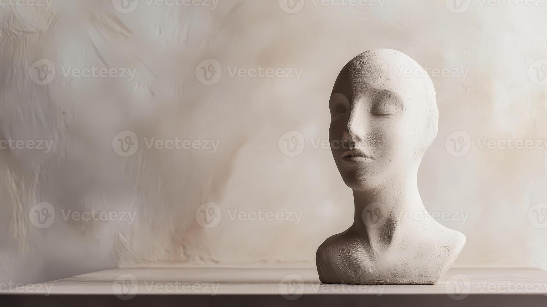 Elegant sculpture of a serene head on display photo