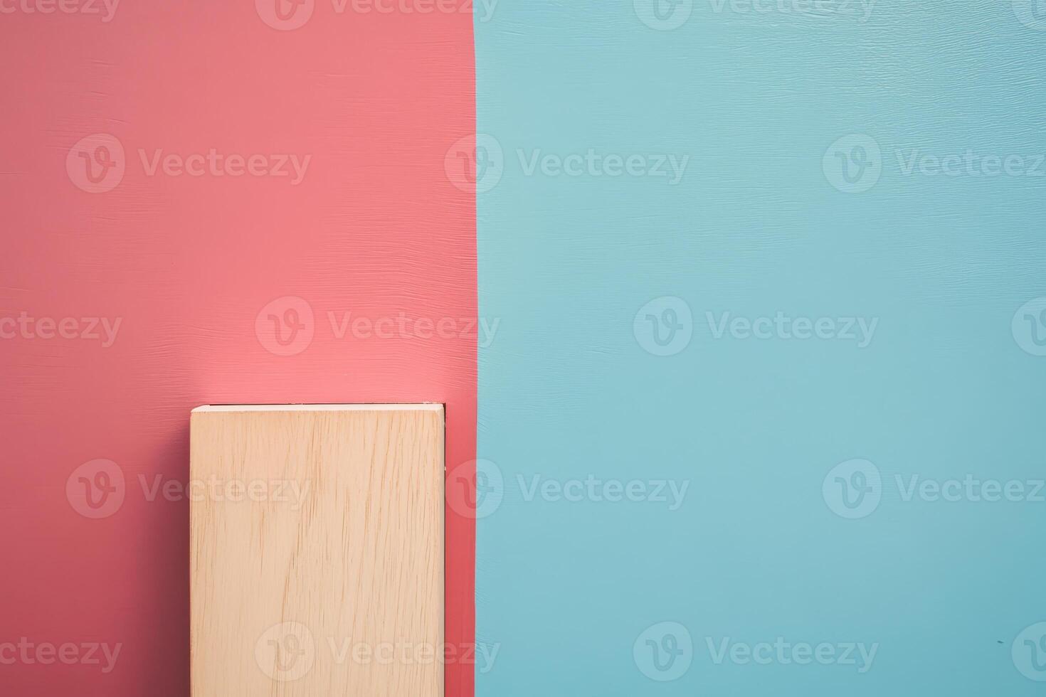 Vibrant colored wall with wooden block display photo