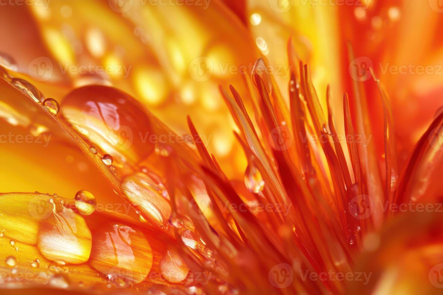 Droplets on a bright orange flower photo