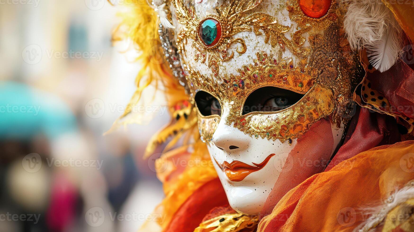 Colorful mask at a festive celebration in Italy photo