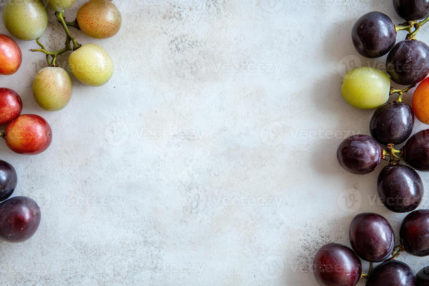 Fresh grapes arranged on a clean surface photo