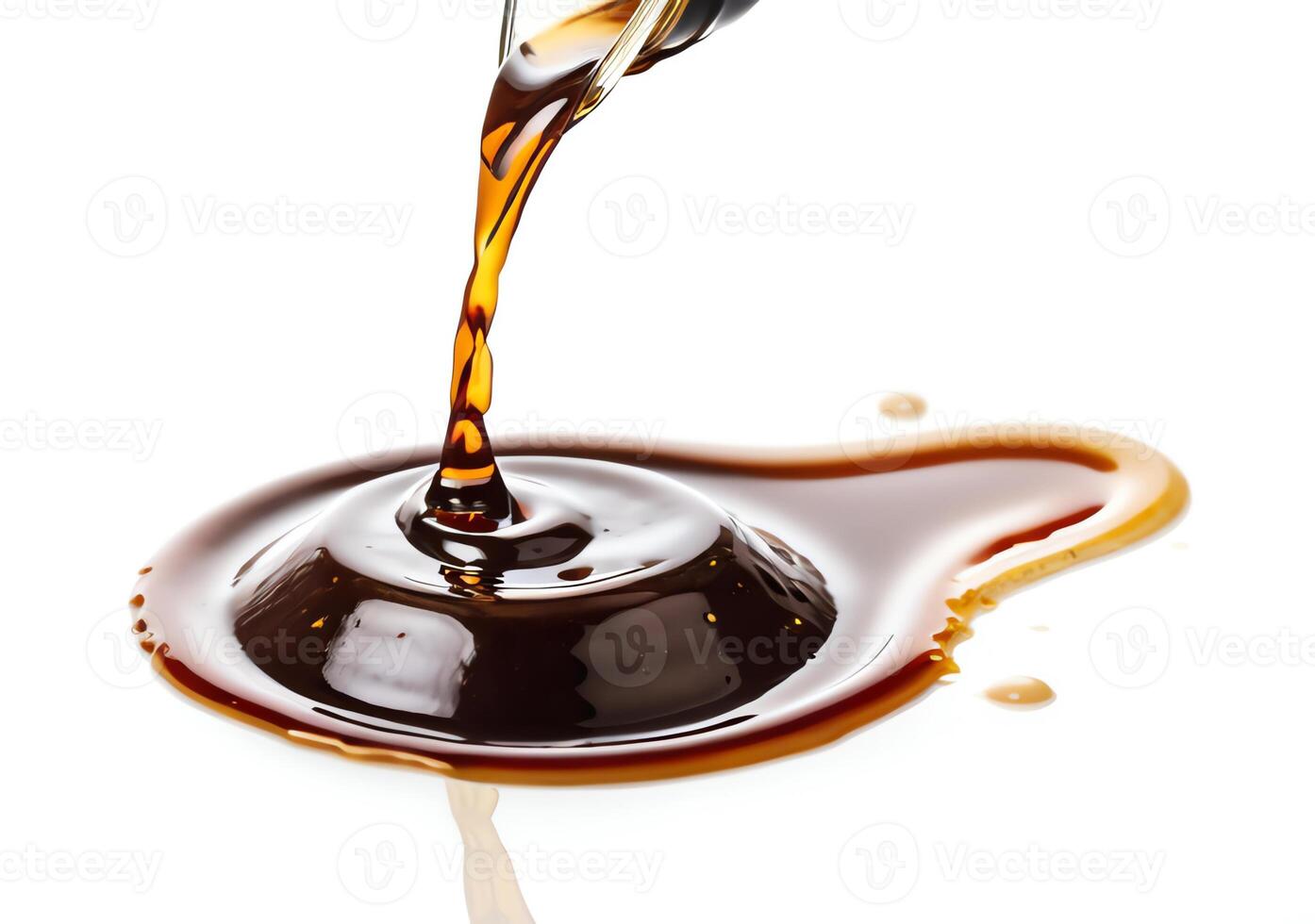 Melted liquid chocolate dripping from bottle on white surface in 4k high definition photo