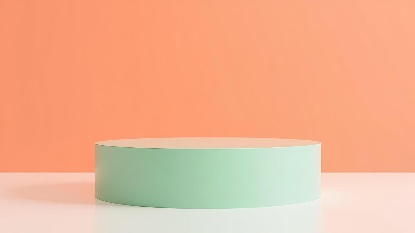 Modern minimalist cylinder display platform with pastel colors on a white surface for product showcase photo
