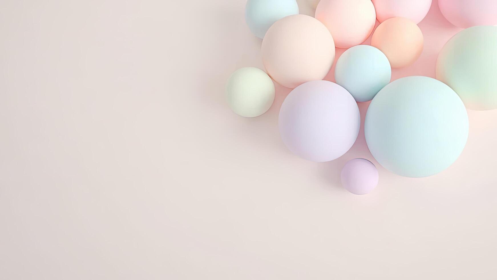 Pastel spheres arranged in a minimalist composition of soft colors and geometric shapes photo