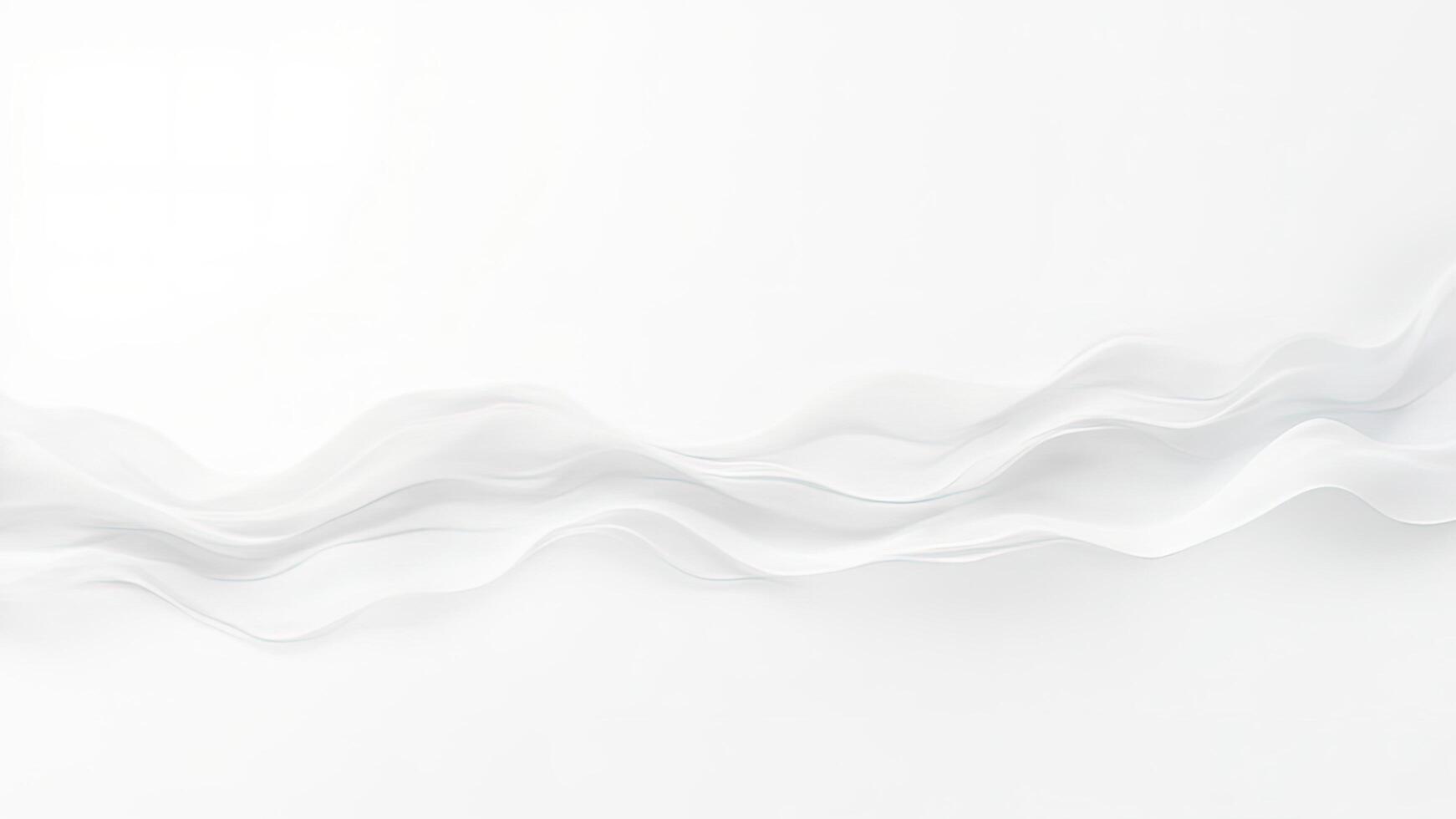 Elegant white silk or fabric waves flowing across a subtle white backdrop design elements photo