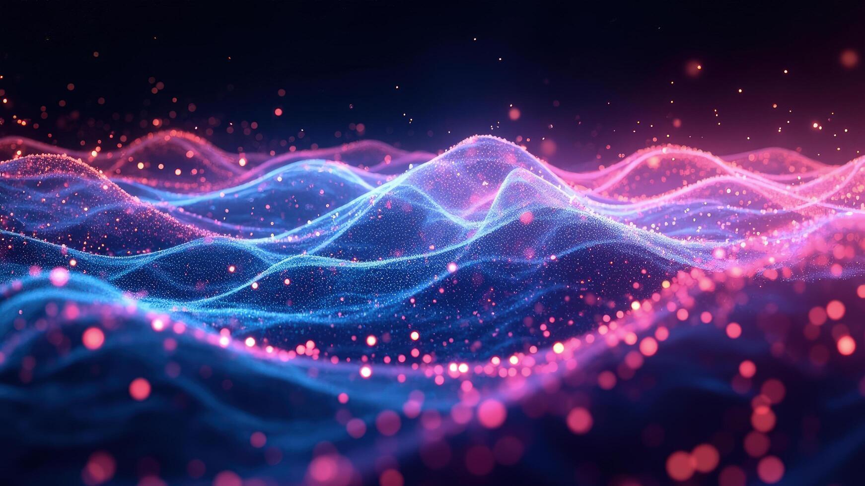 Abstract digital wave pattern glowing with bright pink and blue light effects photo