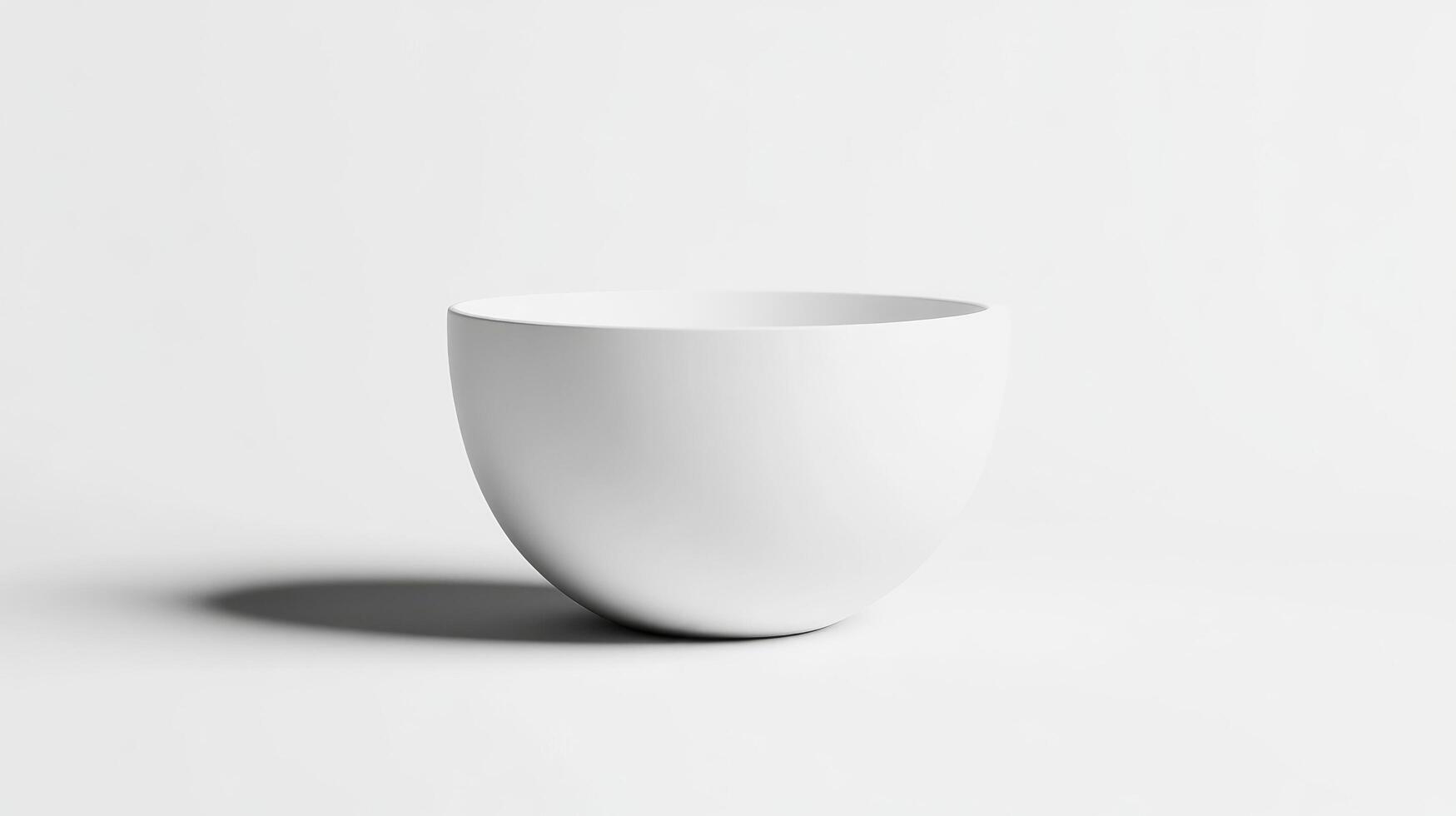 White Ceramic Bowl Minimalist Style High-resolution Studio Lighting, Side Profile View Smooth Surface, Empty Vessel Neutral Background, Pure White Mood, Perfect for Product Catalogs photo