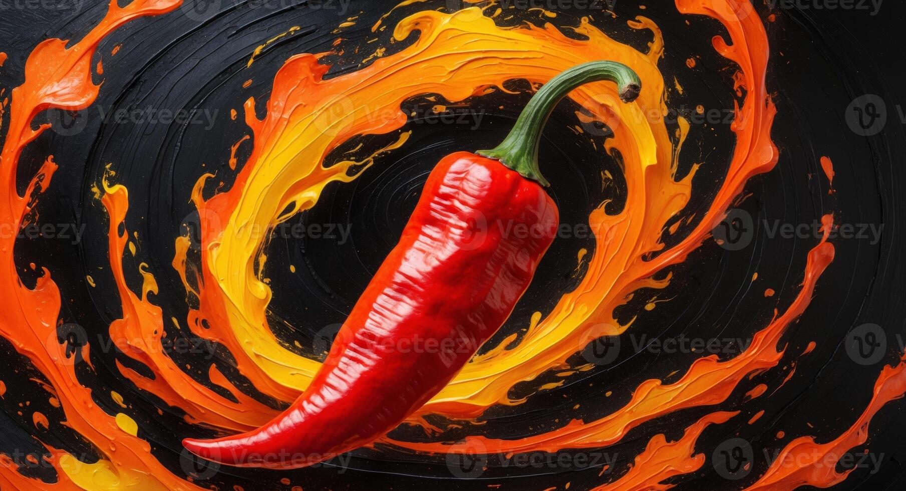 A red hot chili pepper is on a black background photo