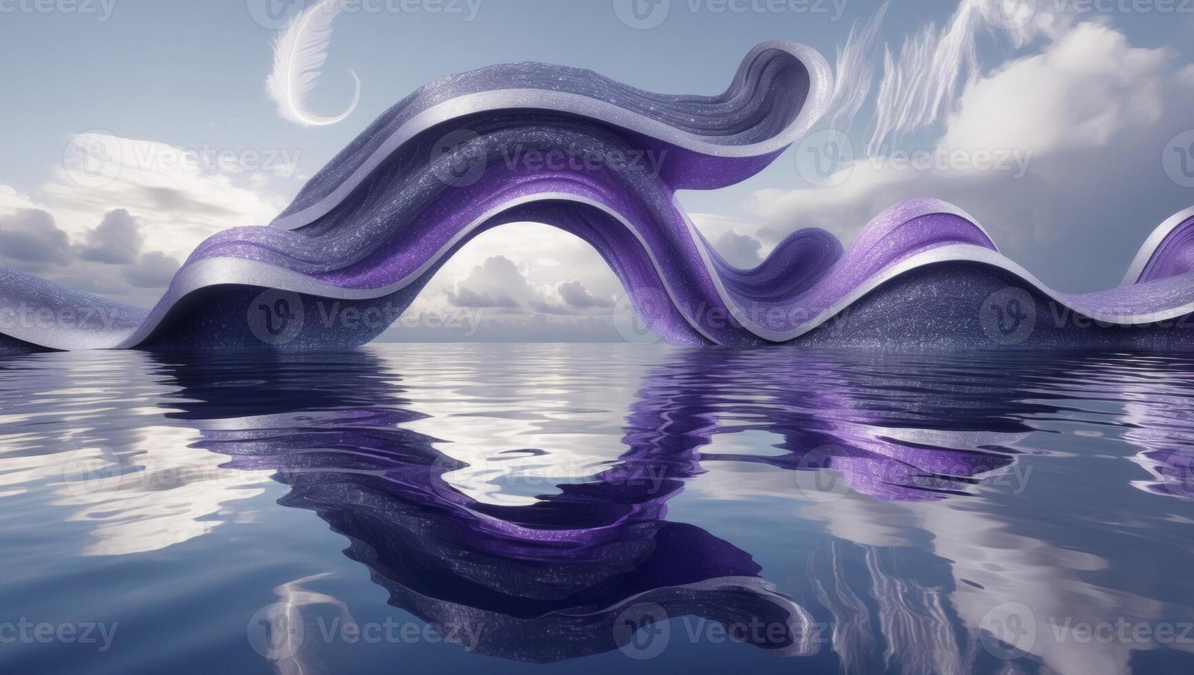 A purple wave is reflected in the water photo