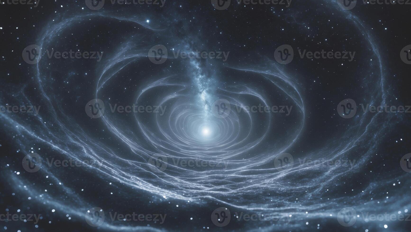 A black hole is seen in the center of a spiral galaxy photo