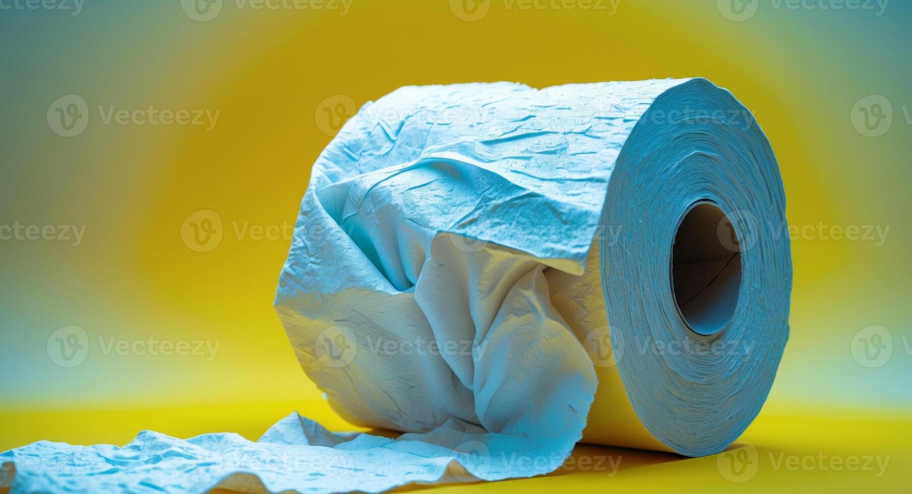 A roll of toilet paper on a yellow background photo