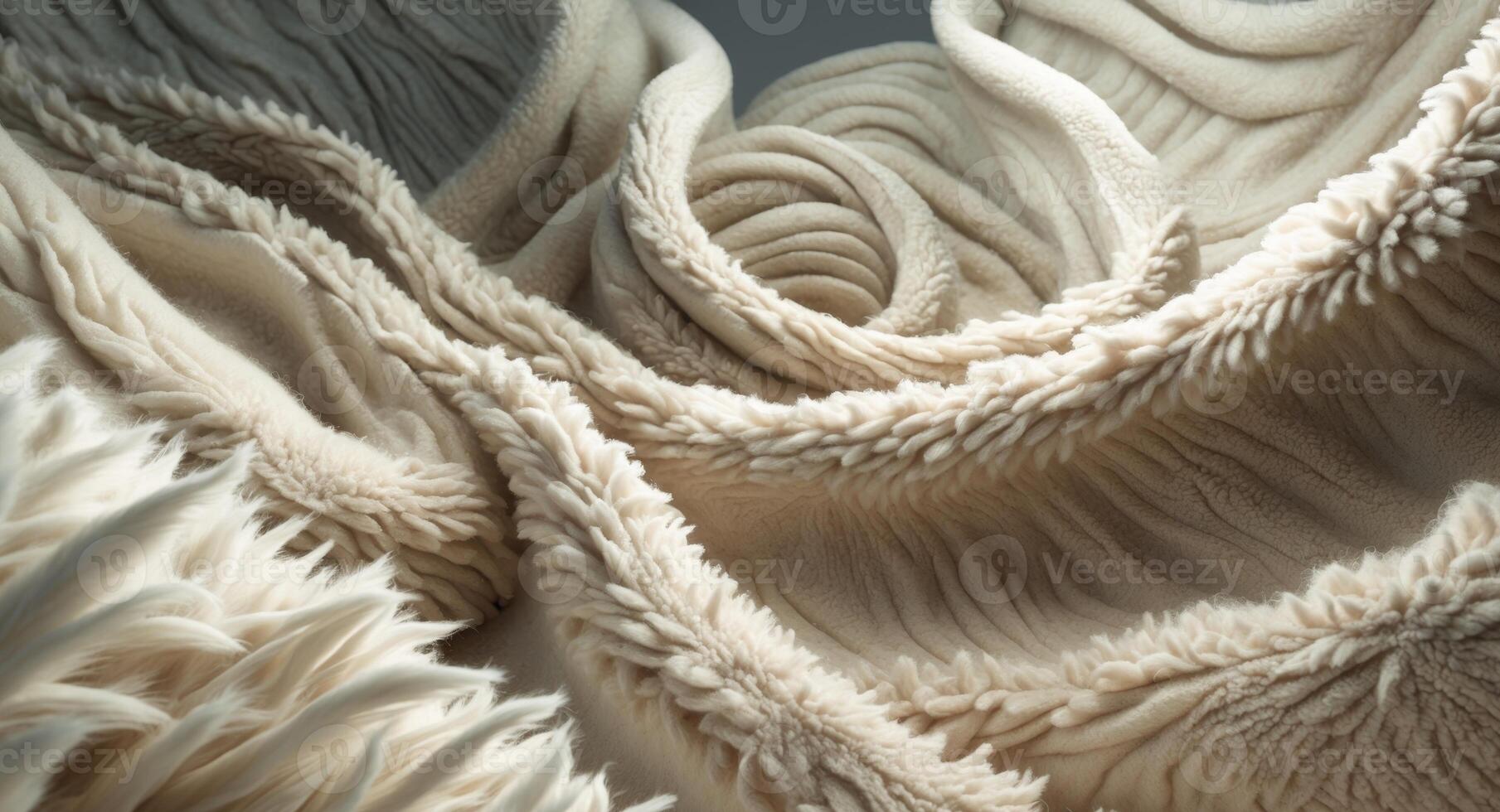 A close up of a white fabric with some white fur photo