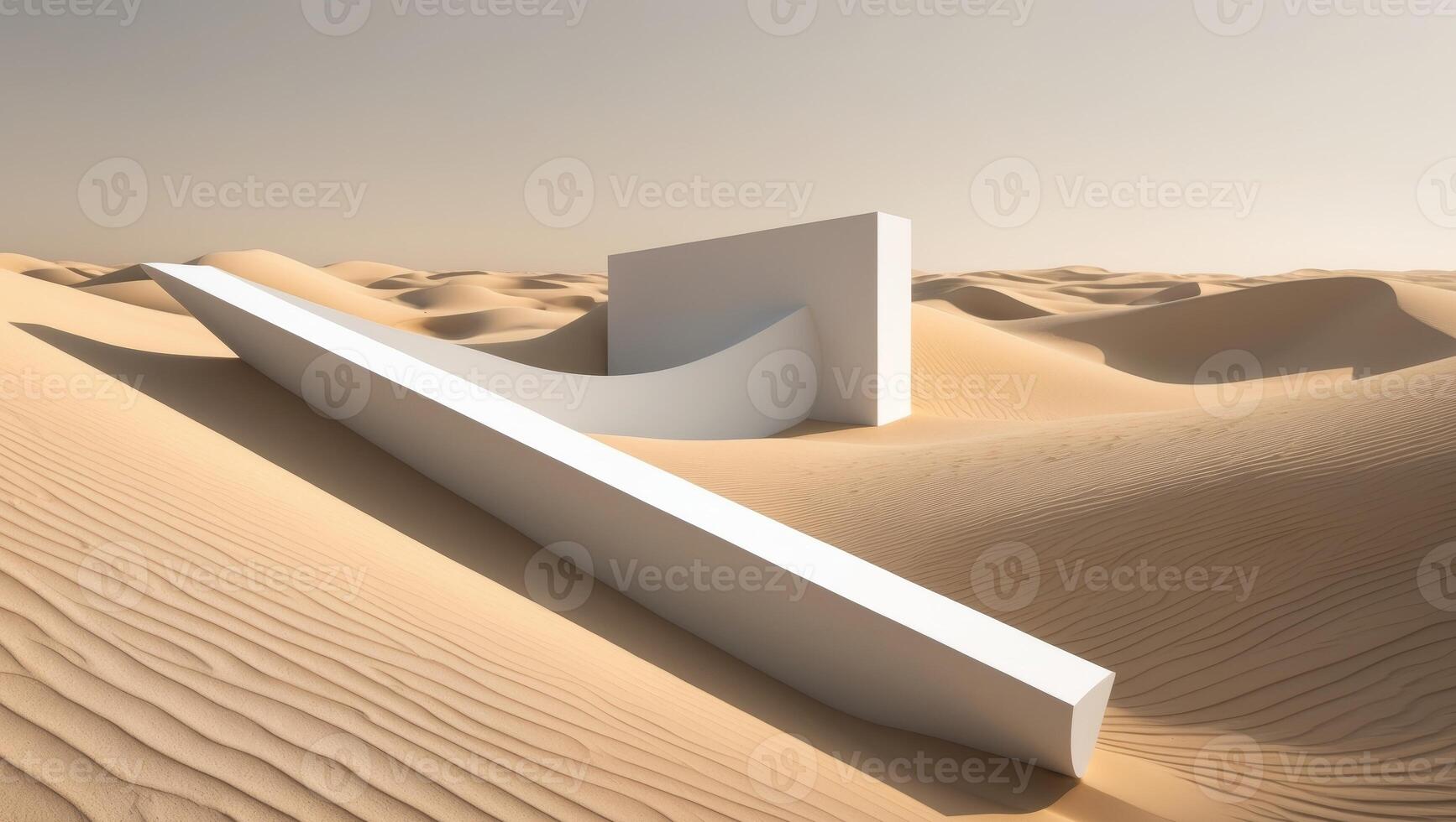 A white object in the middle of a desert photo