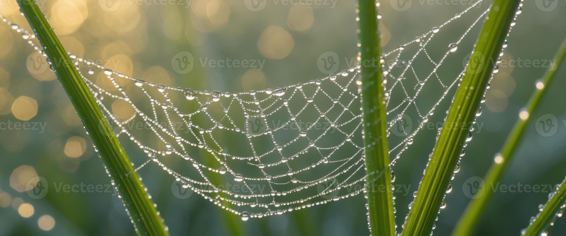 A spider web is covered with dew photo