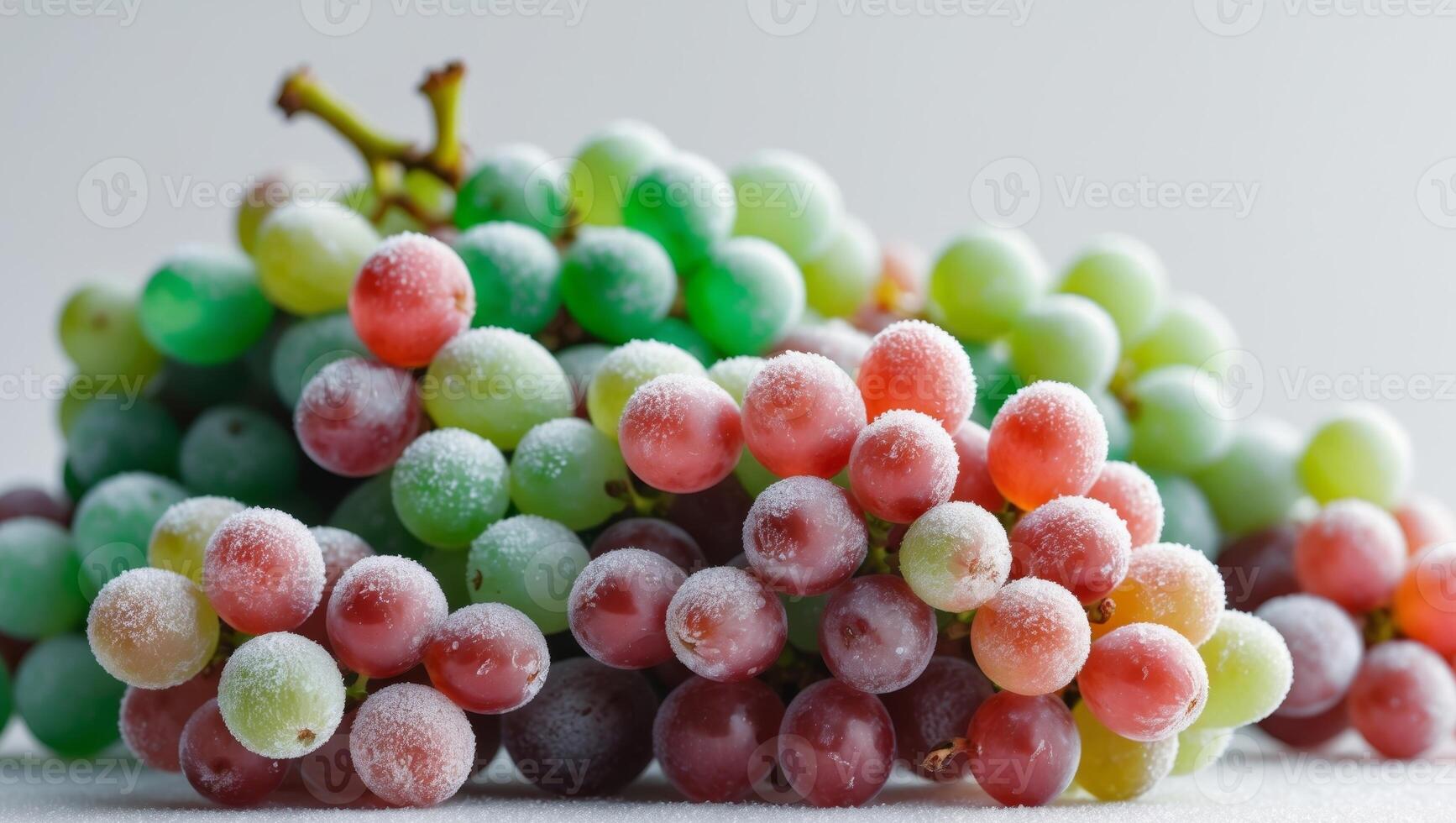 Frozen grapes on white background photo