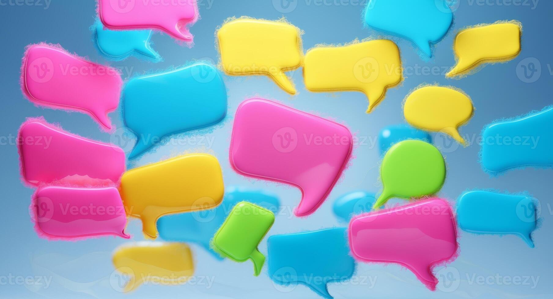 Colorful speech bubbles floating in the air photo