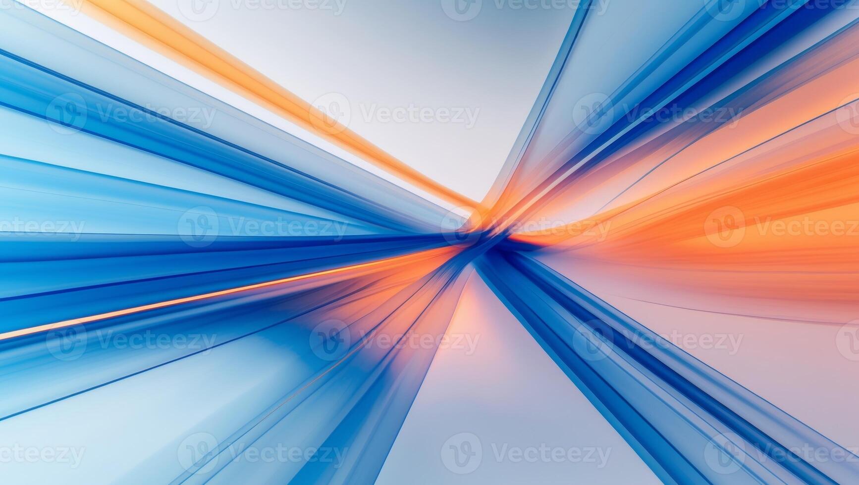 Abstract Interplay of Blue and Orange Light Streams, a Convergence of Colors and Lines photo