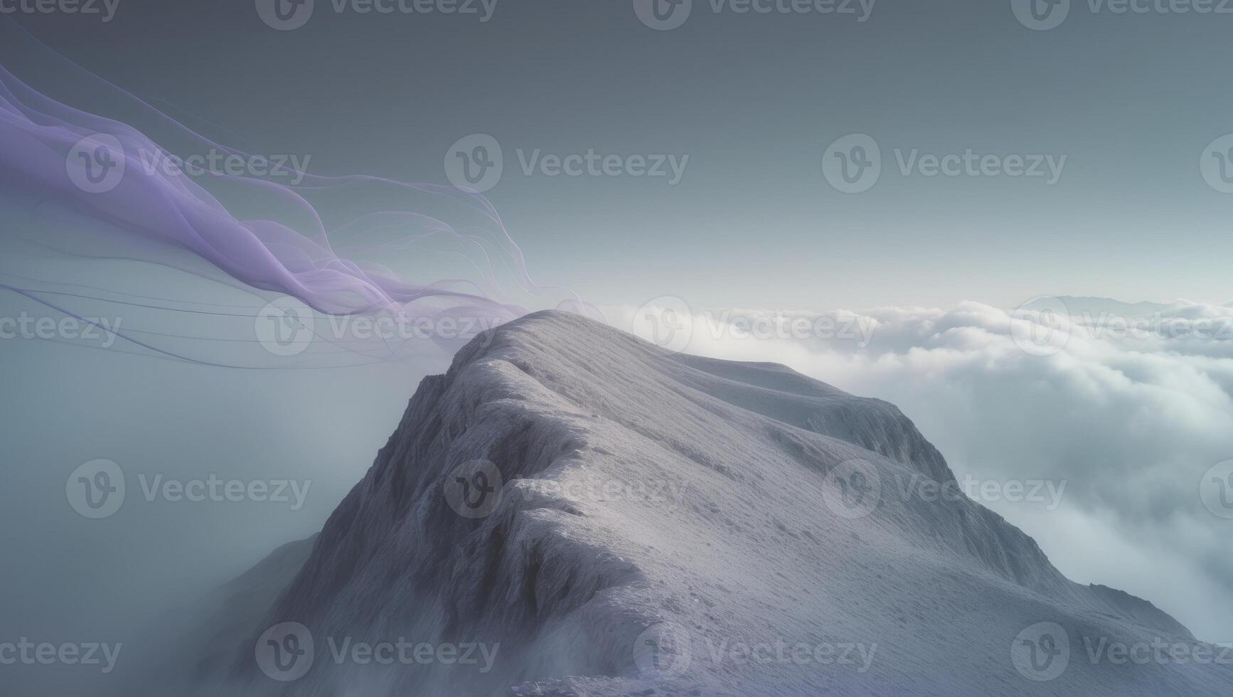 A purple cloud is blowing over a mountain photo