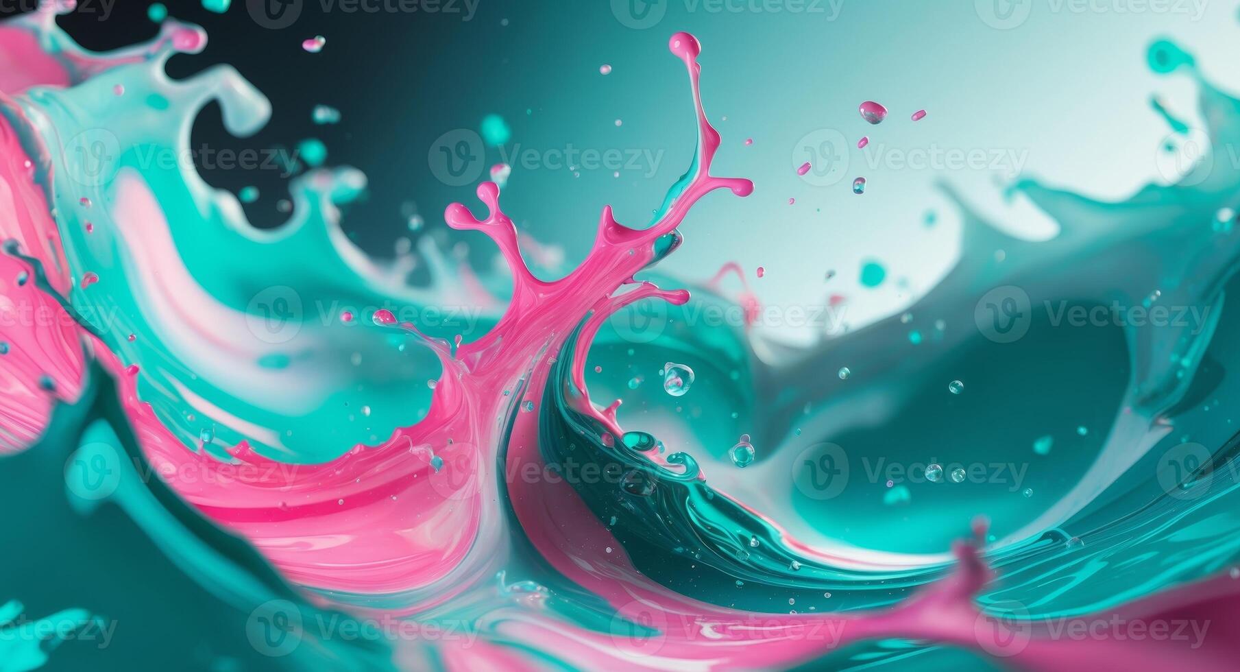 A pink and blue liquid is splashing into the air photo