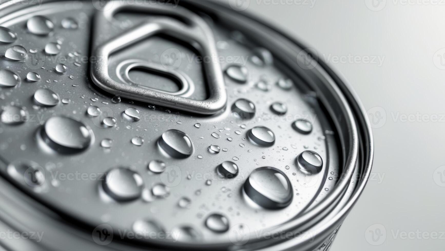 A can of soda with water droplets on it photo
