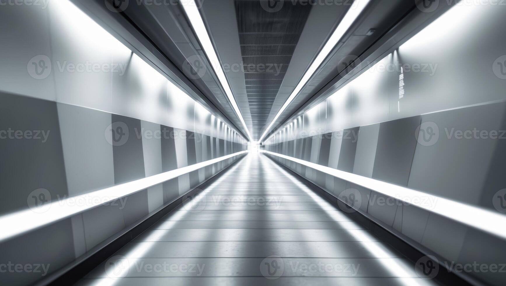 Modern Tunnel with Perspective and Lighting, Architectural Passage Interior View photo