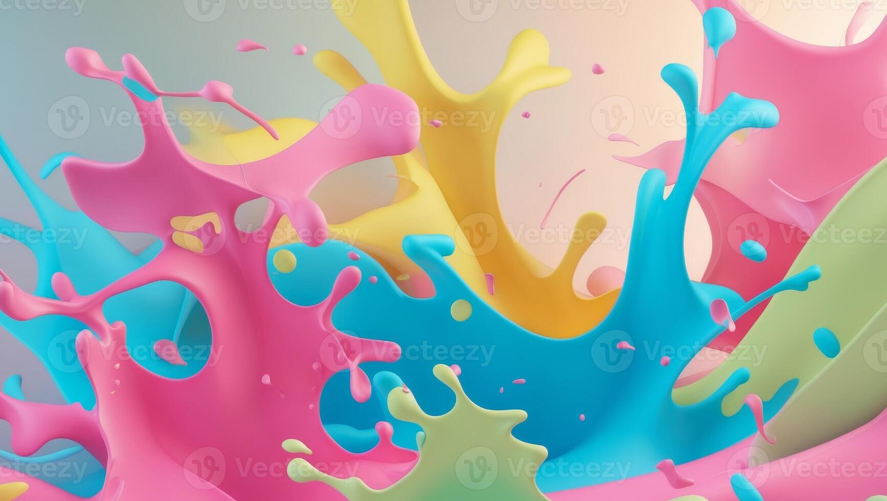 Colorful paint splashes on a gray background photo