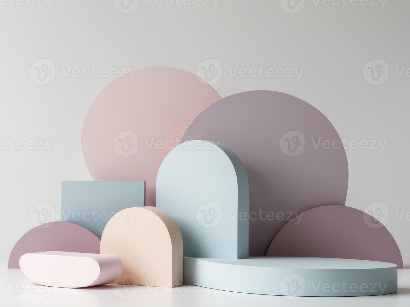 Pastel shapes on white background 3d rendering photo