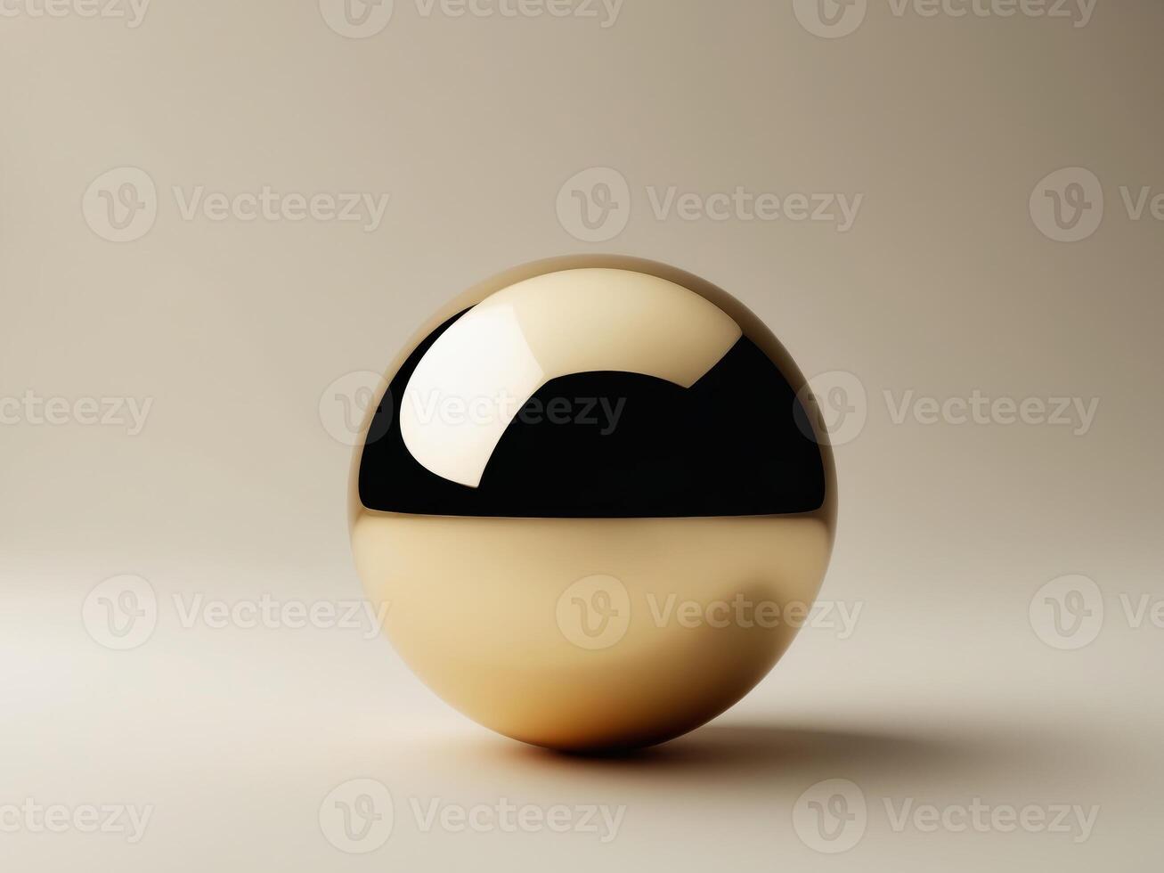Glossy Golden Sphere. A Minimalist Still Life with Reflections and Soft Lighting. photo