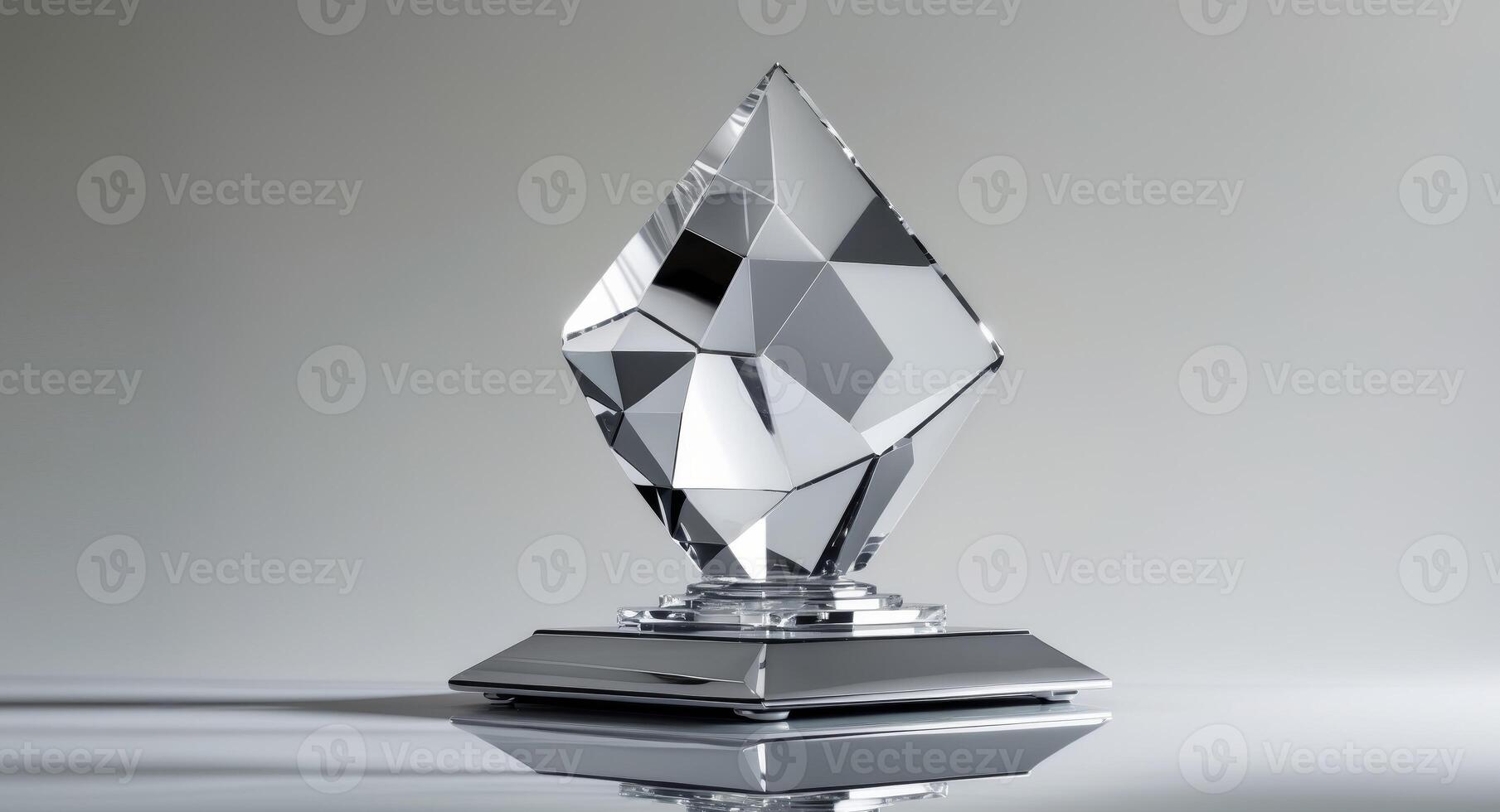 Crystal Award on a Chrome Base. A Symbol of Excellence, Achievement, and Success. photo
