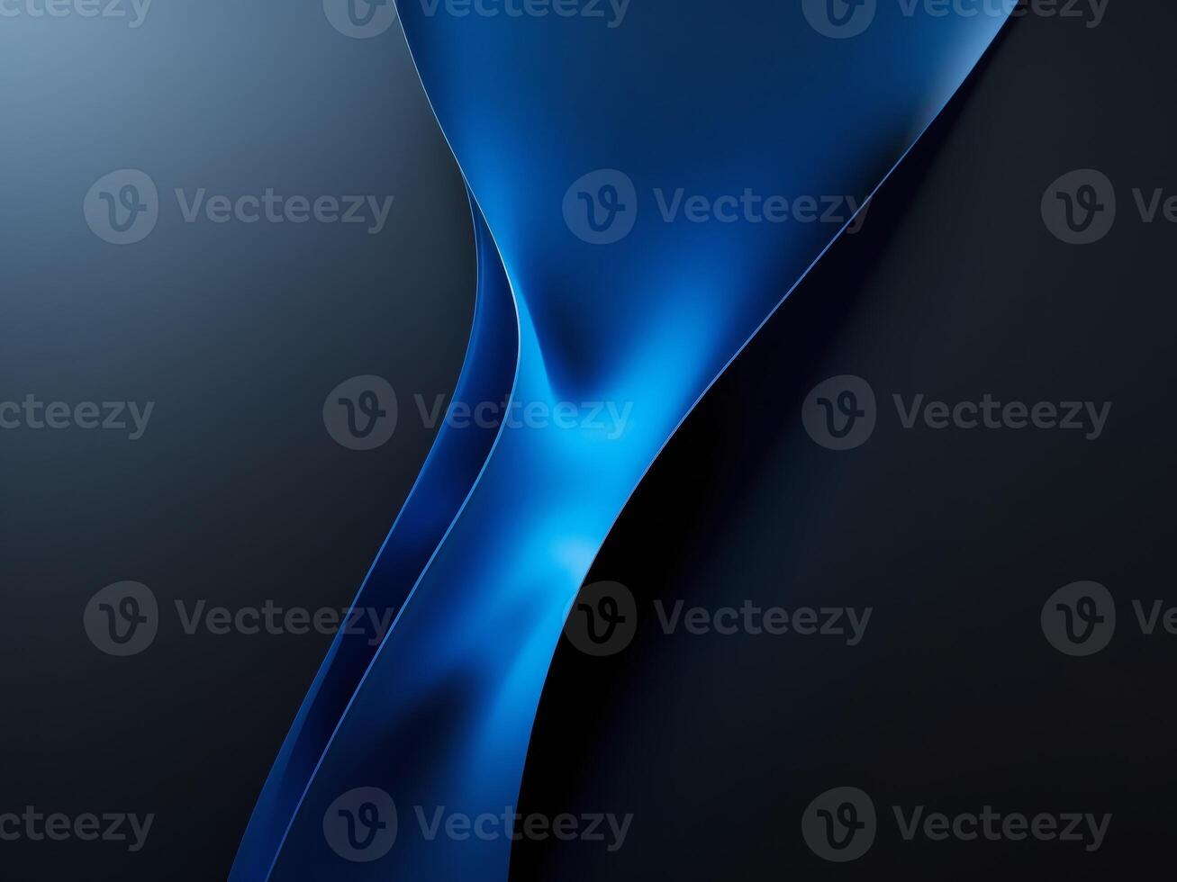 Abstract Flowing Blue Form on Dark Background, Emphasizing Light and Shadow Play. photo