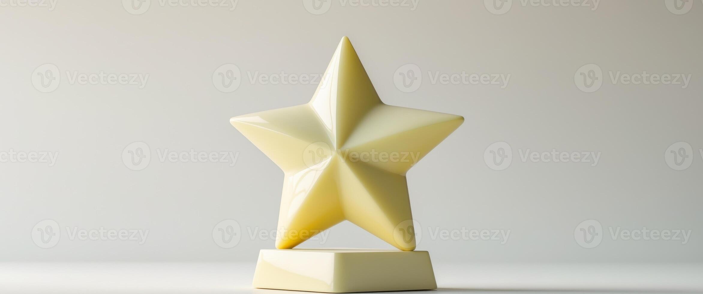 Gold Star Award Trophy on a White Background, Simple and Elegant Presentation. photo