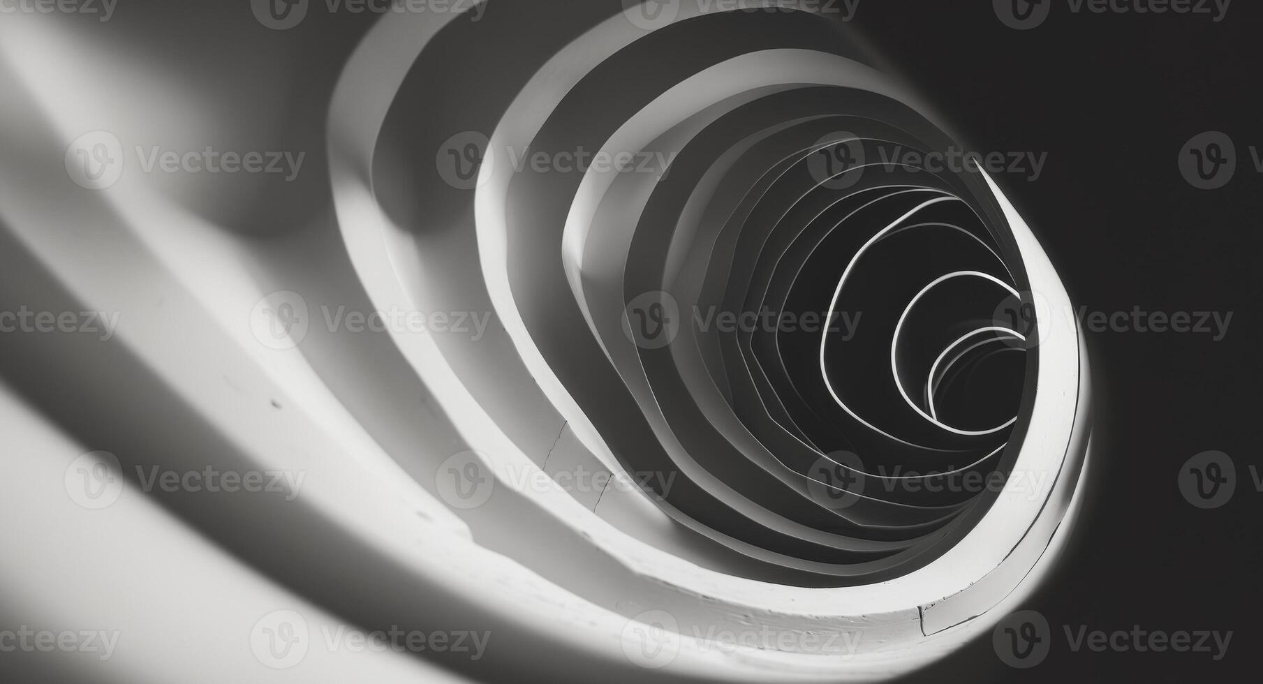 Abstract Monochrome Tunnel. A Captivating Study in Light, Shadow, and Circular Forms photo