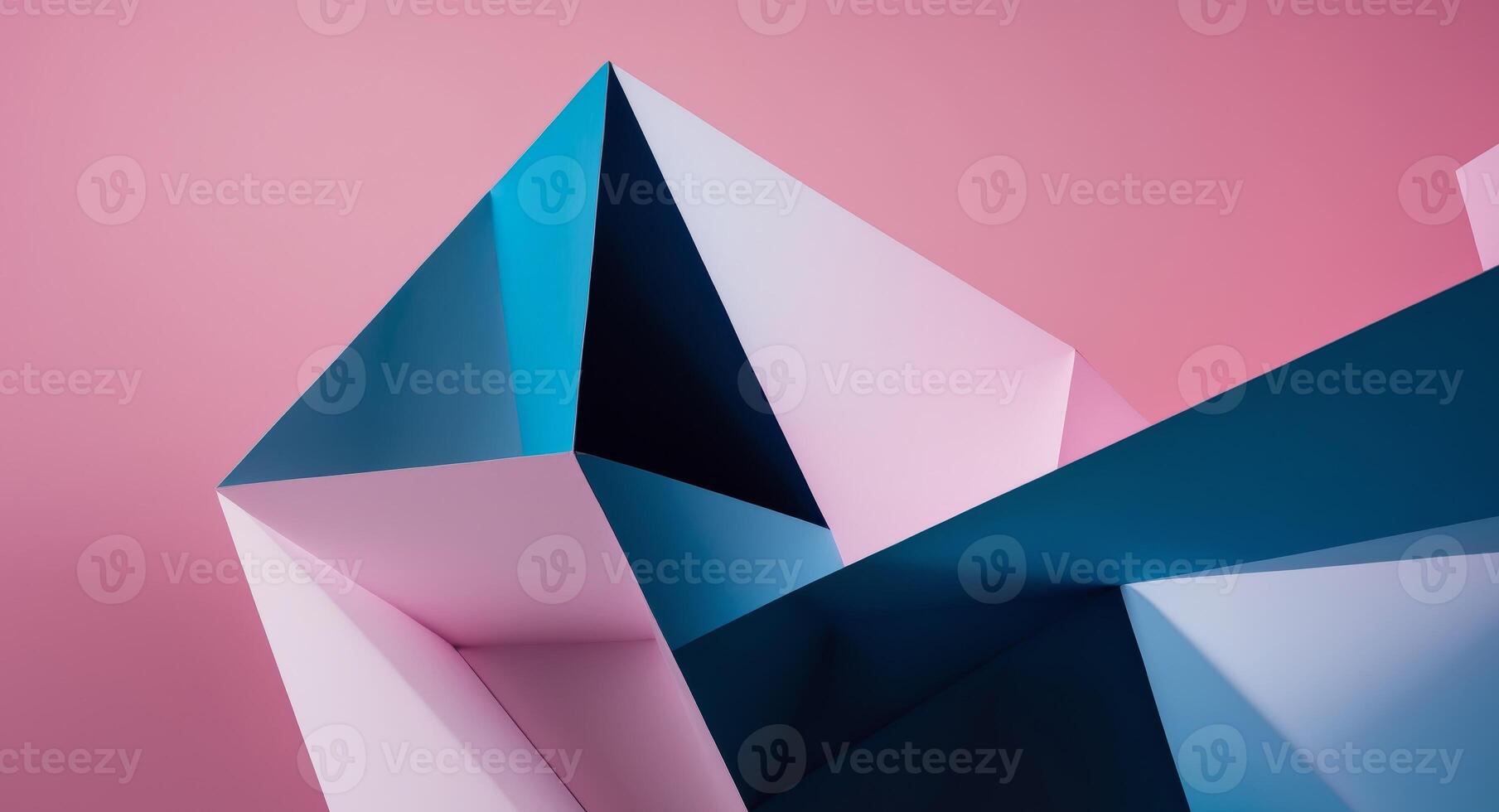 Abstract Geometric Composition with Pink Background and Blue Accents, Minimalist Art. photo