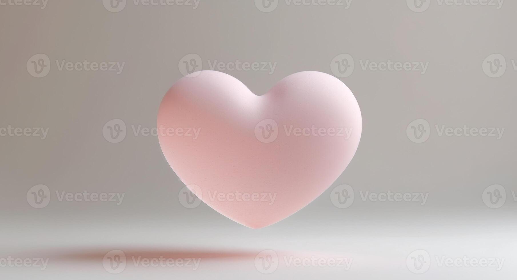 Soft Pink Heart Floating in Muted Gray Background, Symbolizing Love and Affection. photo