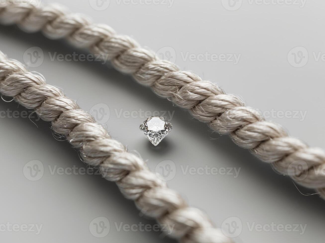 Diamond and Rope. A Contrast of Elegance and Earthiness in Still Life, Jewelry photo