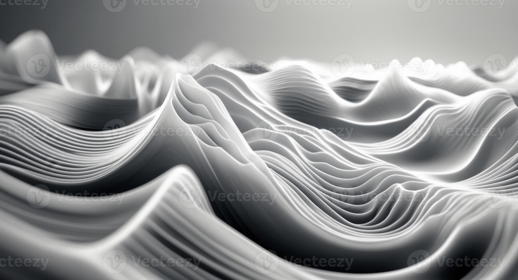 Abstract White Waves on a Gray Gradient Background, a Striking and Elegant Design. photo
