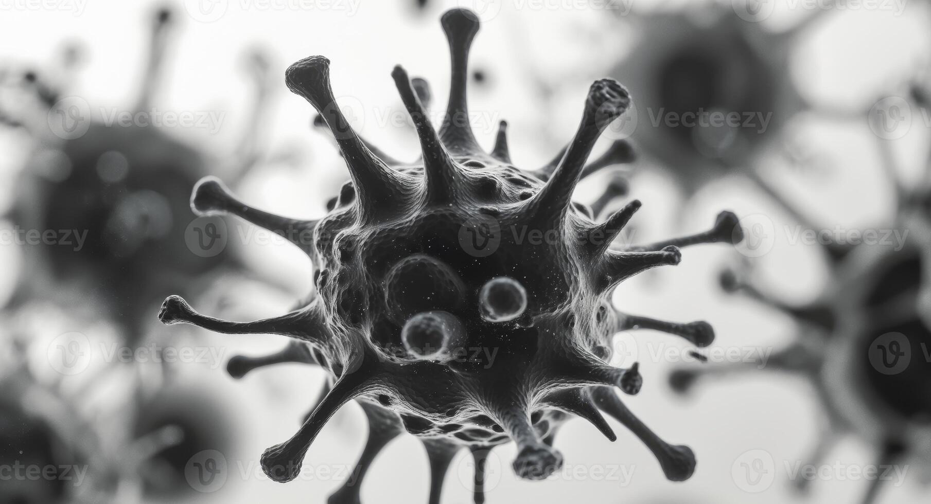 Microscopic View of Virus Cells, Illustrating Infectious Disease, Pandemic, Health Concerns photo