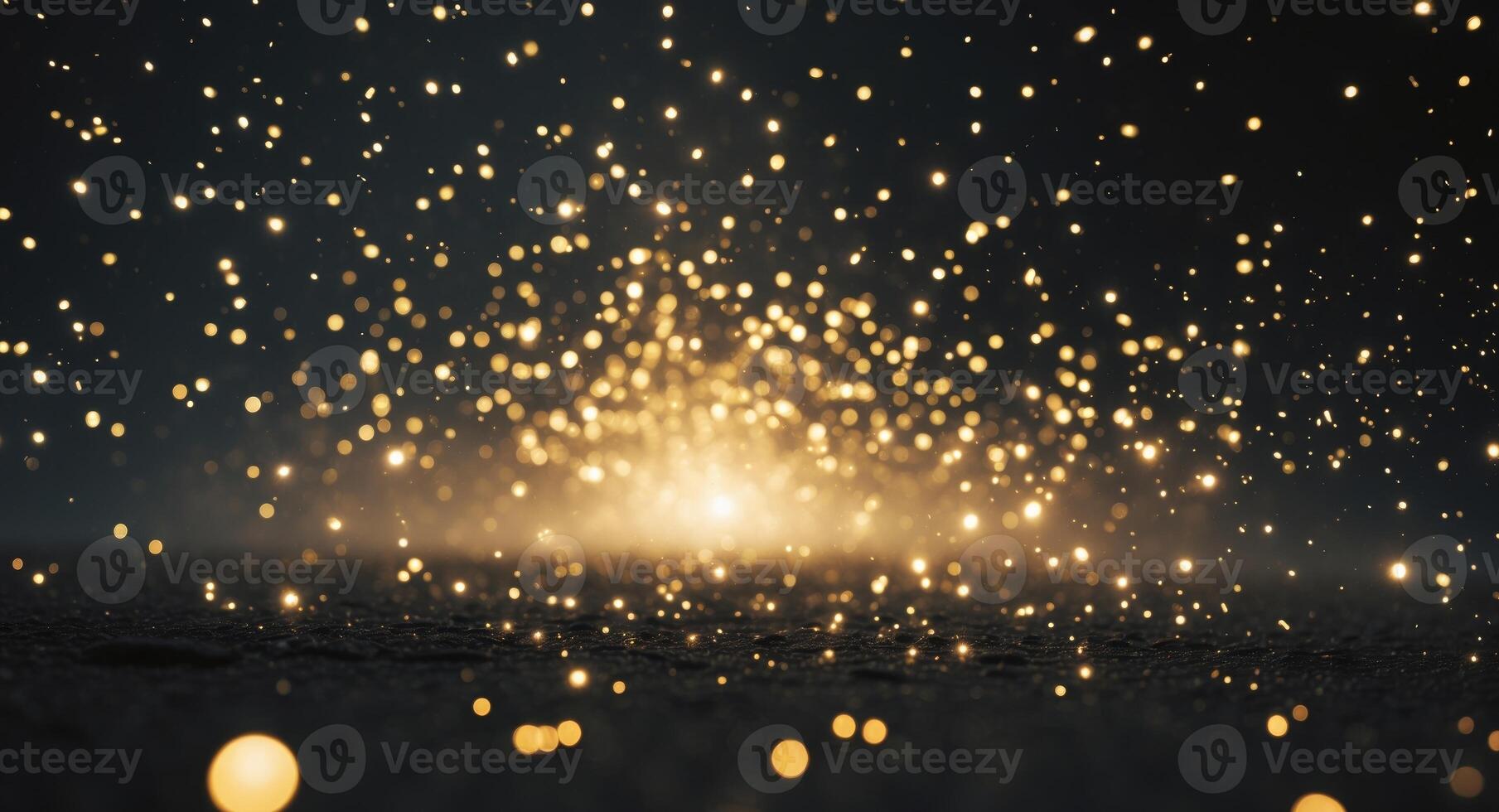 Golden Sparkle. A mesmerizing display of golden lights against a dark background. photo