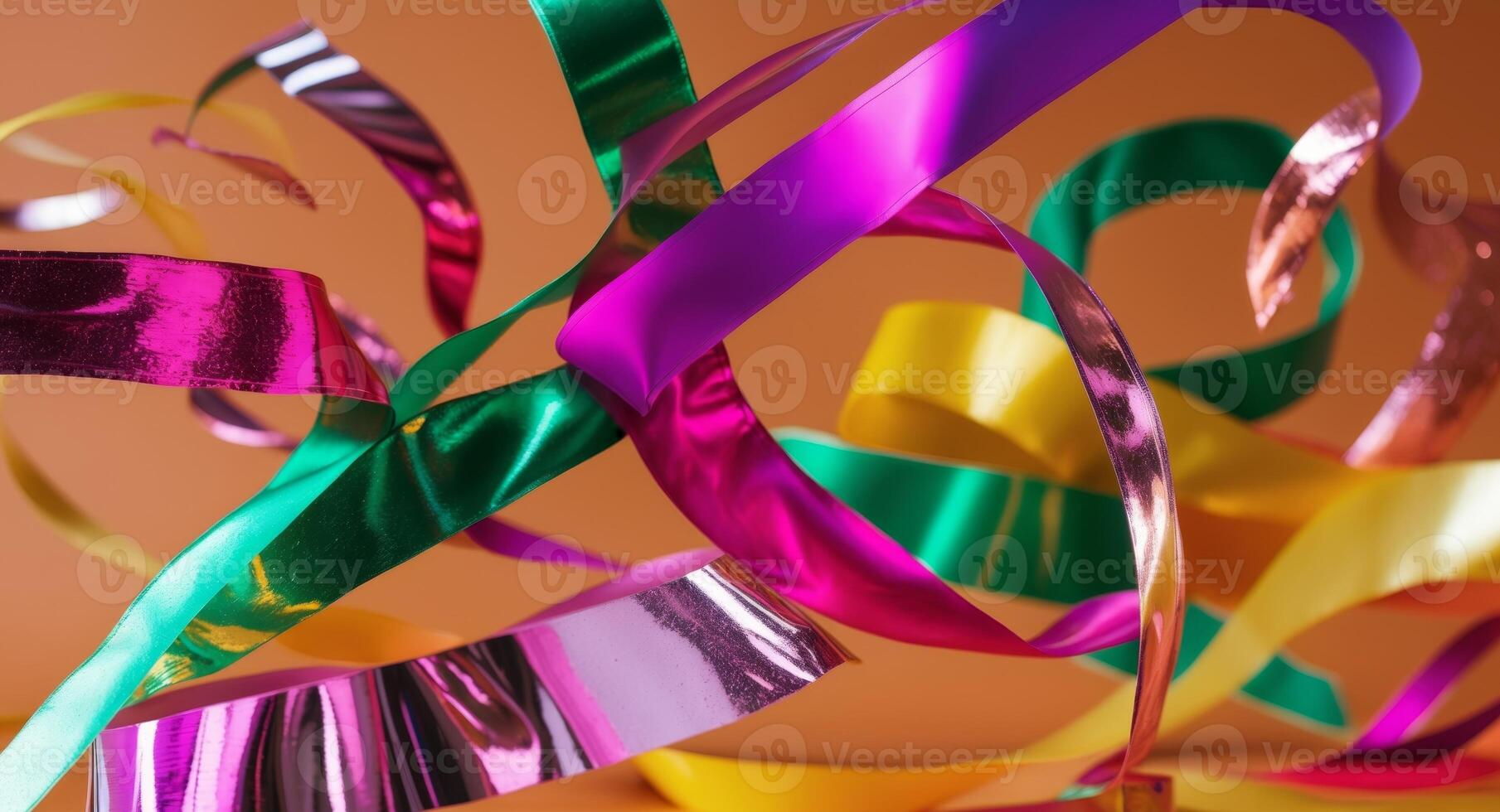Colorful Ribbons in Motion. A Celebration of Festive Colors and Bright Textures. photo