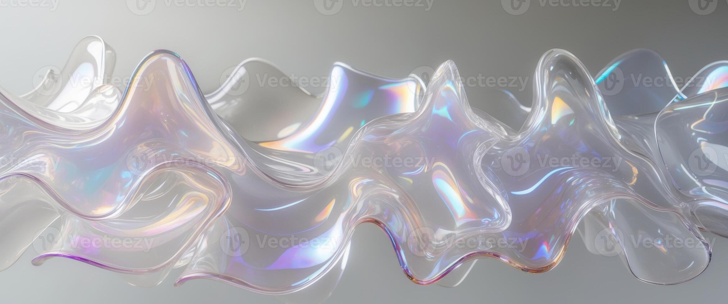 Abstract Iridescent Wave. Translucent, Pearlescent and Dreamy, Minimalist Artwork. photo