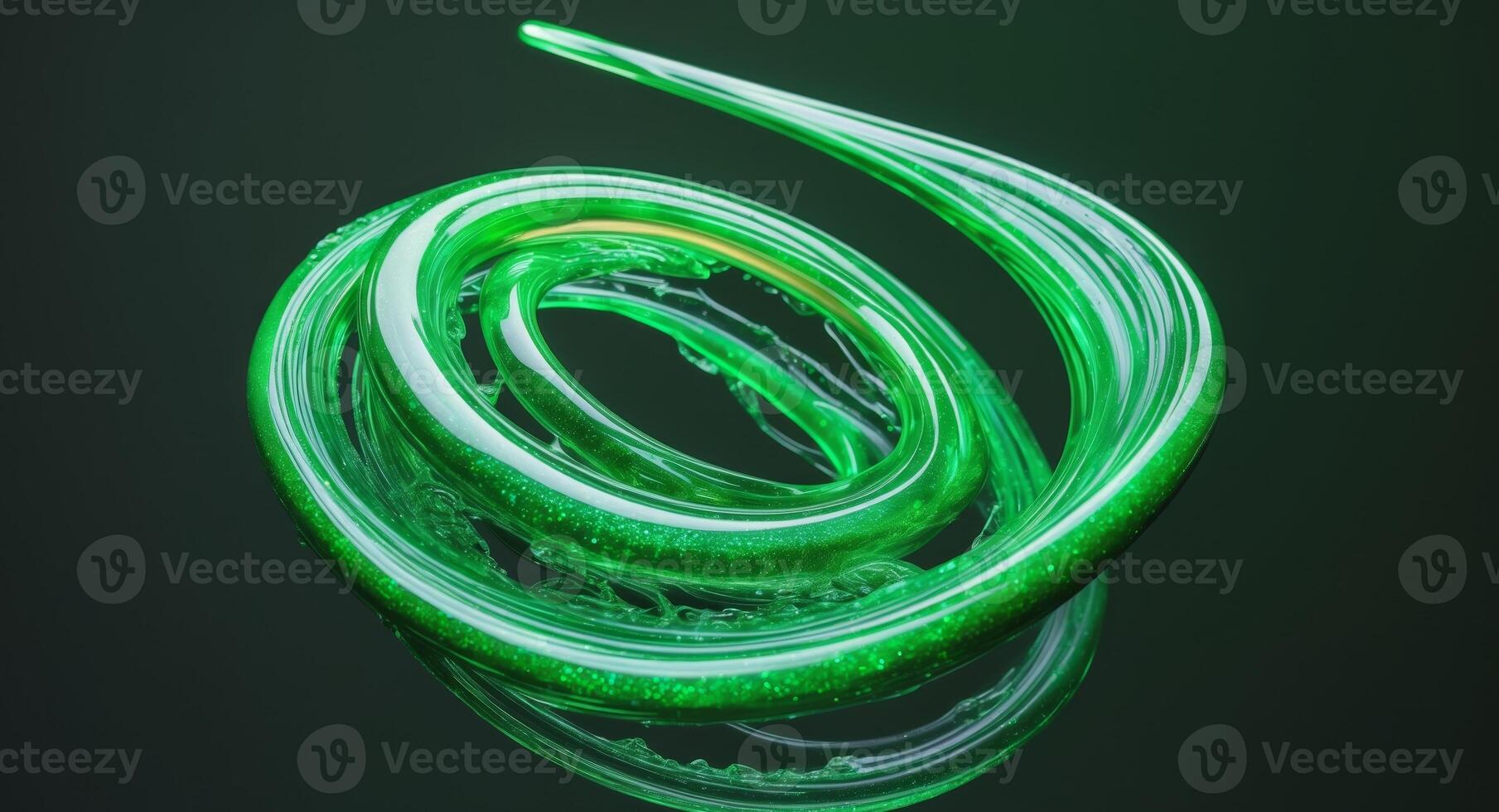 Emerald Radiance. A Luminescent Swirl of Green, Sparkling on a Dark Backdrop. photo
