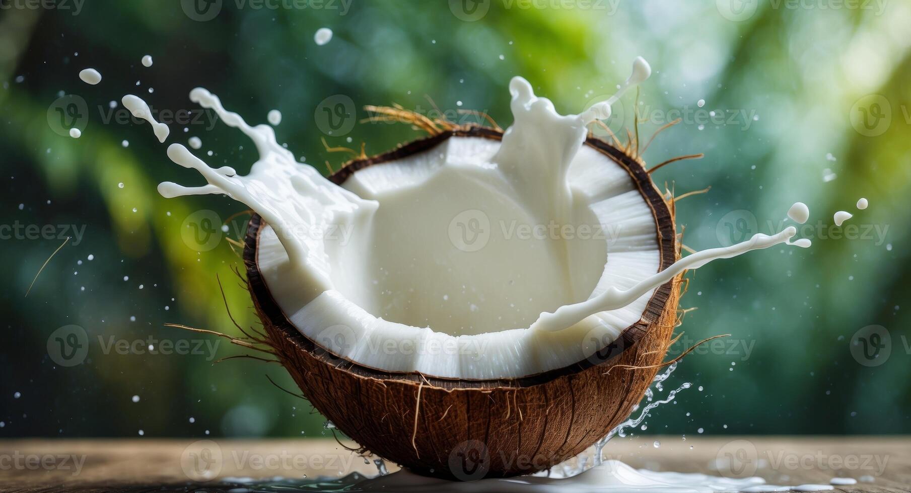 Coconut Milk Splash. A Tropical Burst of Flavor and Freshness for Healthy Living photo