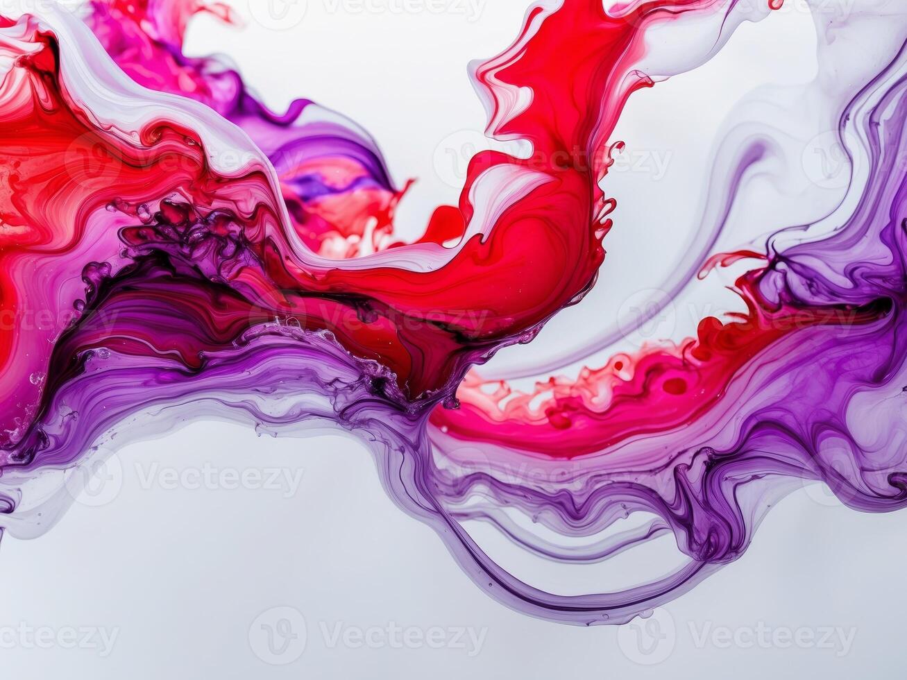 Abstract Ink Swirls. A Dynamic Composition of Red, Purple, and White Hues, Visual Harmony photo