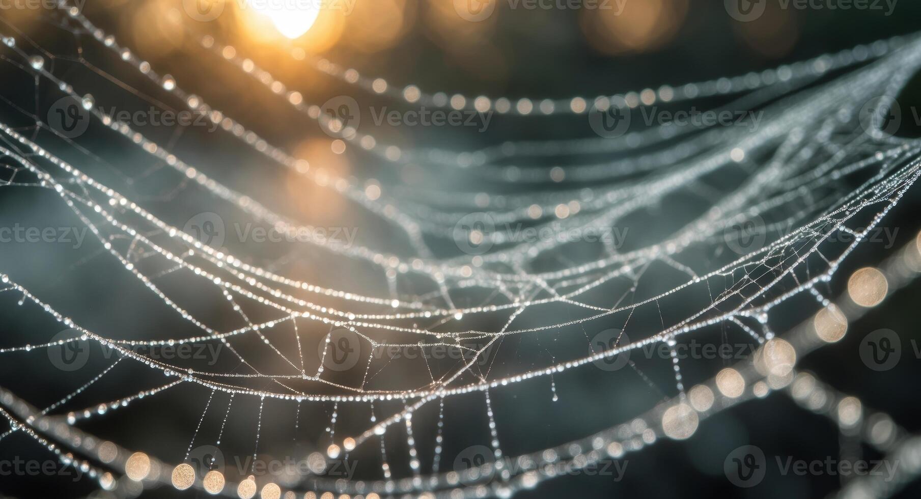 A spider web with dew drops on it photo