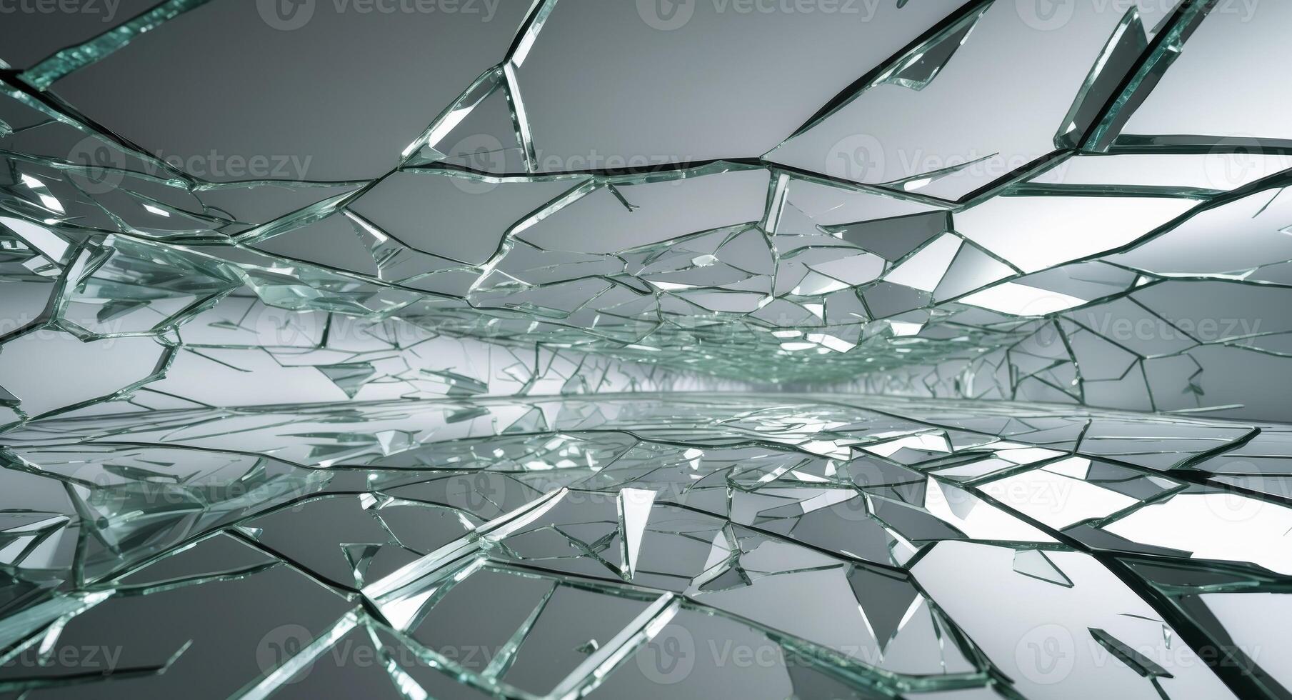 Broken glass in a room with a reflection photo