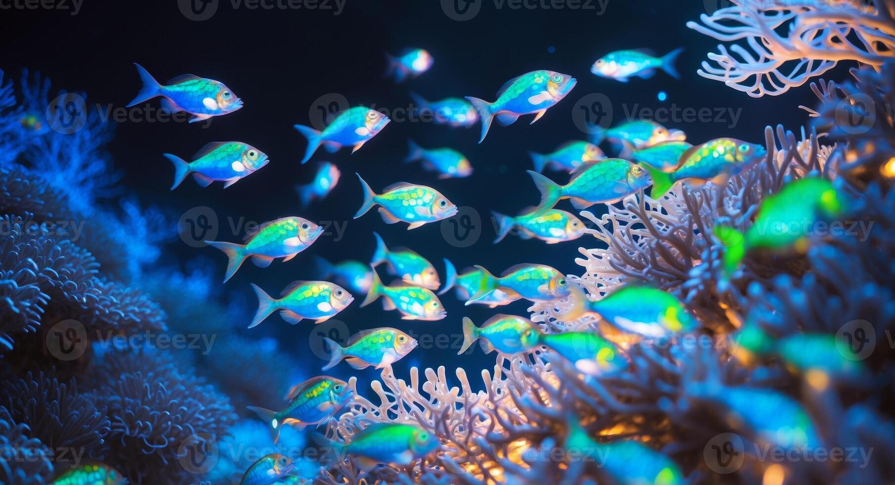 A group of fish swimming in the ocean photo