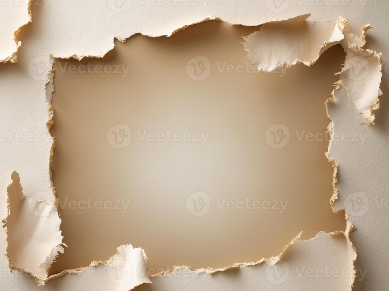 Torn Paper Hole, Revealing a Beige Background, Abstract Paper Texture Concept. photo