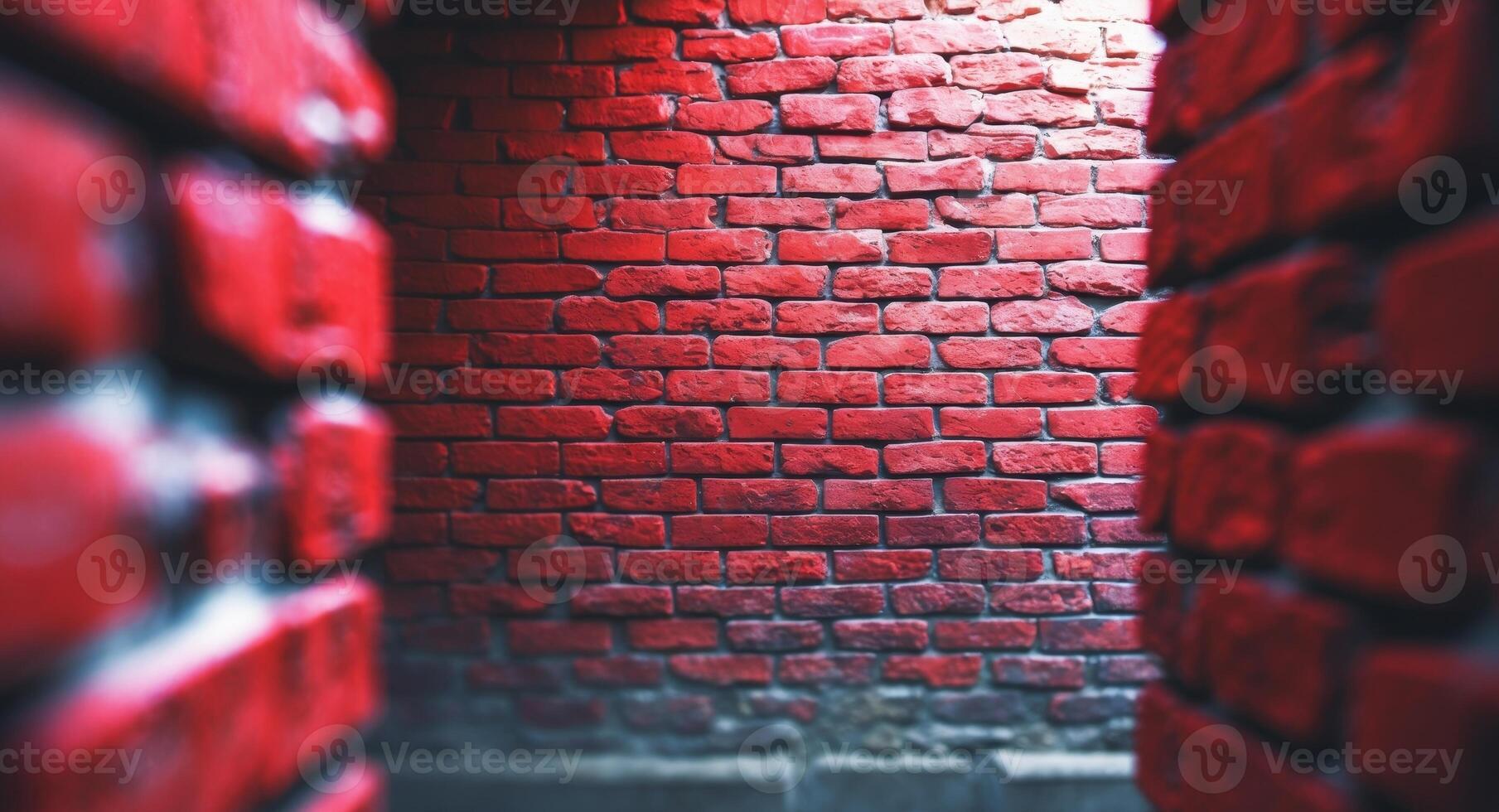 Red Brick Wall Perspective, Exploring Texture and Light in an Urban Environment. photo