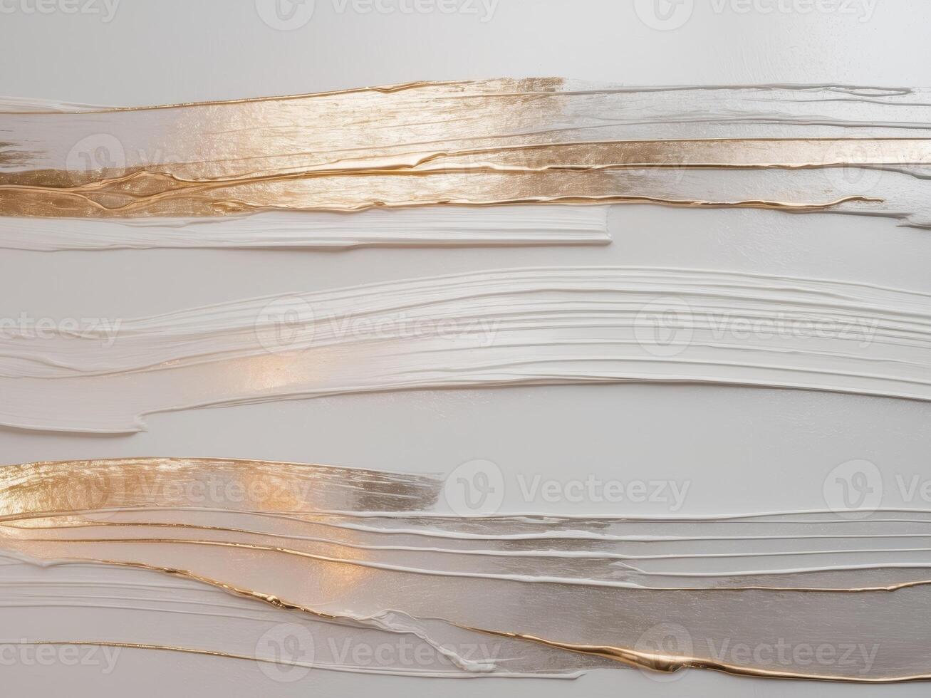 Golden and White Textured Strokes on Wall, Abstract Art with Glistening Surfaces photo