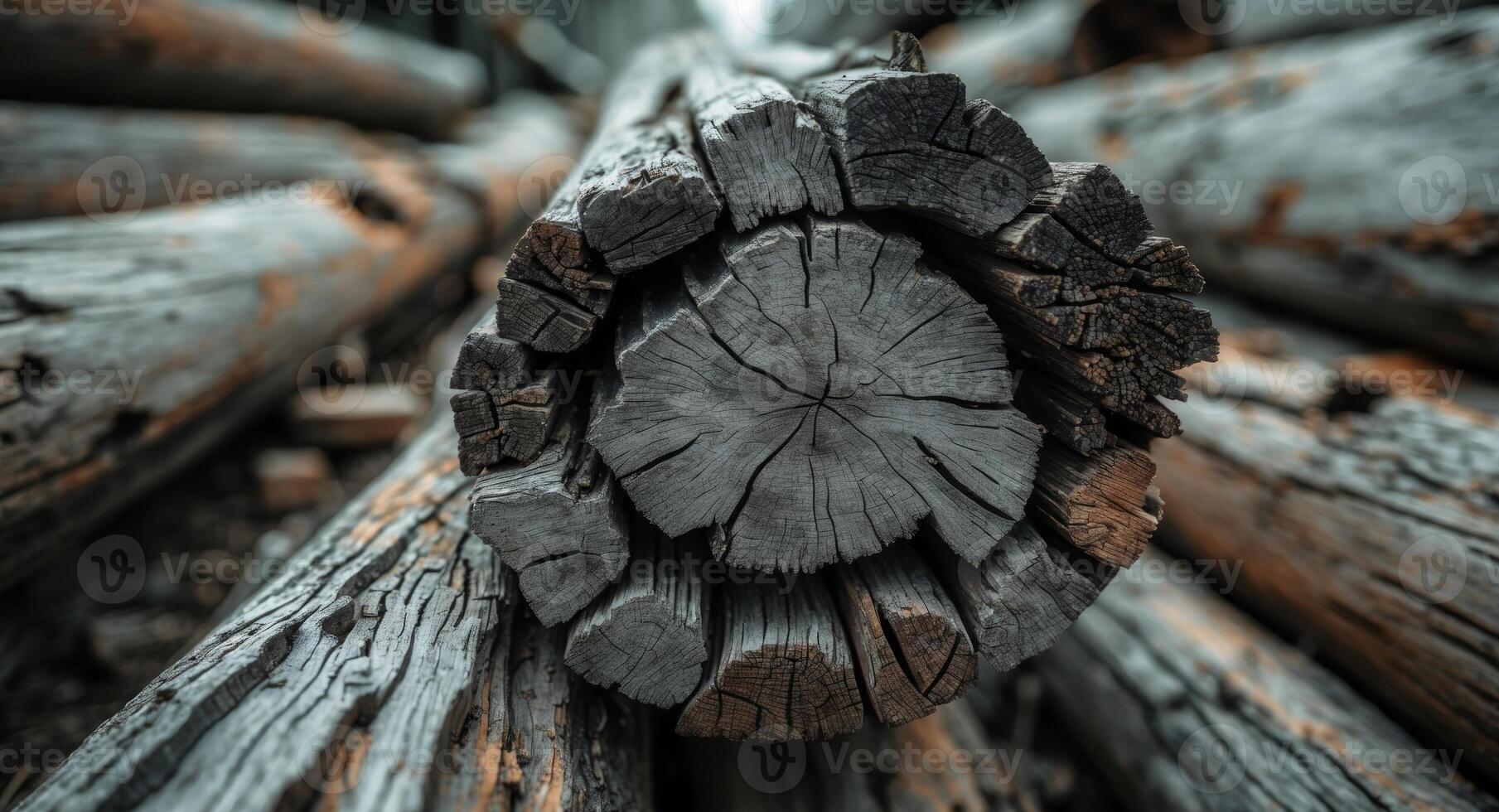 Close up of a log with a circle cut into it photo